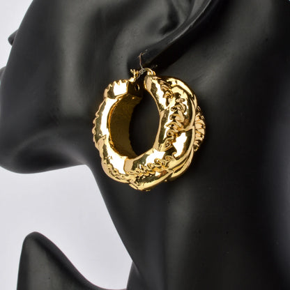 Nigeria Africa Gold Color Hoop Earrings Italian Copper Drop Dangle Earring for Women Large Fashion Party Girls Jewelry Accessory