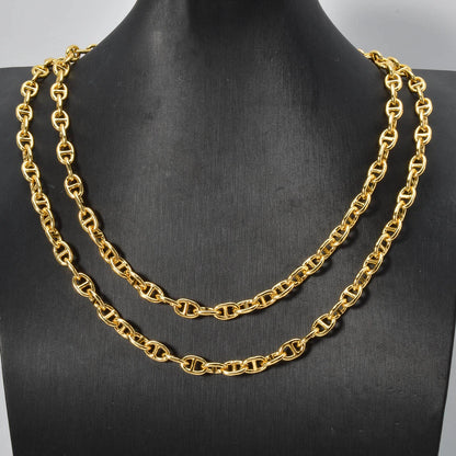 Gold Color Plated Chain Necklace Long Hip Hop for Women Men on The Neck Fashion Jewelry Gift Accessories Choker Valentine