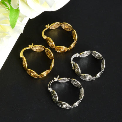 Nigeria Africa 18K Gold Color Hoop Earrings Golden Silvery Black Enamel Earring Italian Dubai Wedding Women Men Jewelry Gift
