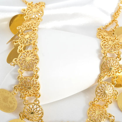 Zeadear Indian Necklace For Women Long Necklace Tassel Round Turkish Coin Pendant Neck Chain Ethiopia Bride Party Jewellery Gift