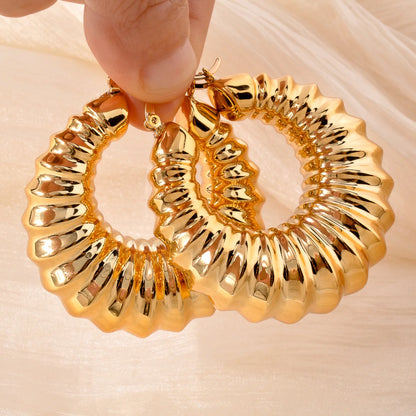 ZeaDear Jewelry Dubai Smooth Chunky Screw Thread Earring Statement African Large Earring For Women Luxury Lady Dinner Jewellery
