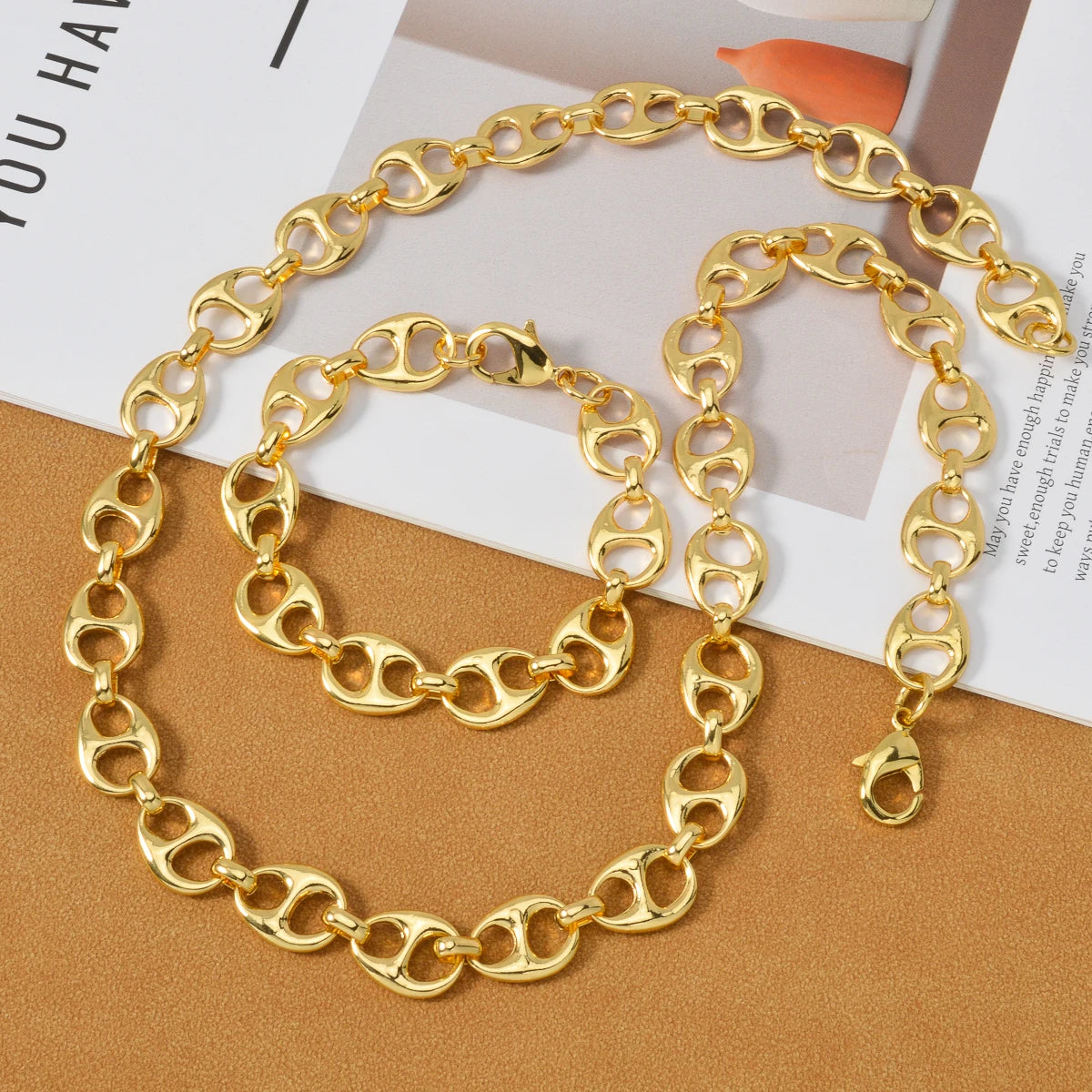 Star Necklace Chain Set 18K Gold Plated 2 Pcs Necklaces Bracelets Set Dubai Jewelry Accessories Hip-hop Style Outfits Gifts
