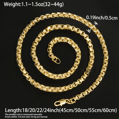 18K Gold Plated Rope Box Chain Necklace Multi Styles Copper Link Unisex Polished Fashion Jewelry Ornament Present Accessory