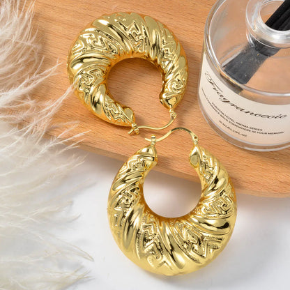 ZEA Dear Dubai Custom Jewelry Big 18k Gold Plated Hollow Chunky Statement Chunky Hoop Earrings women