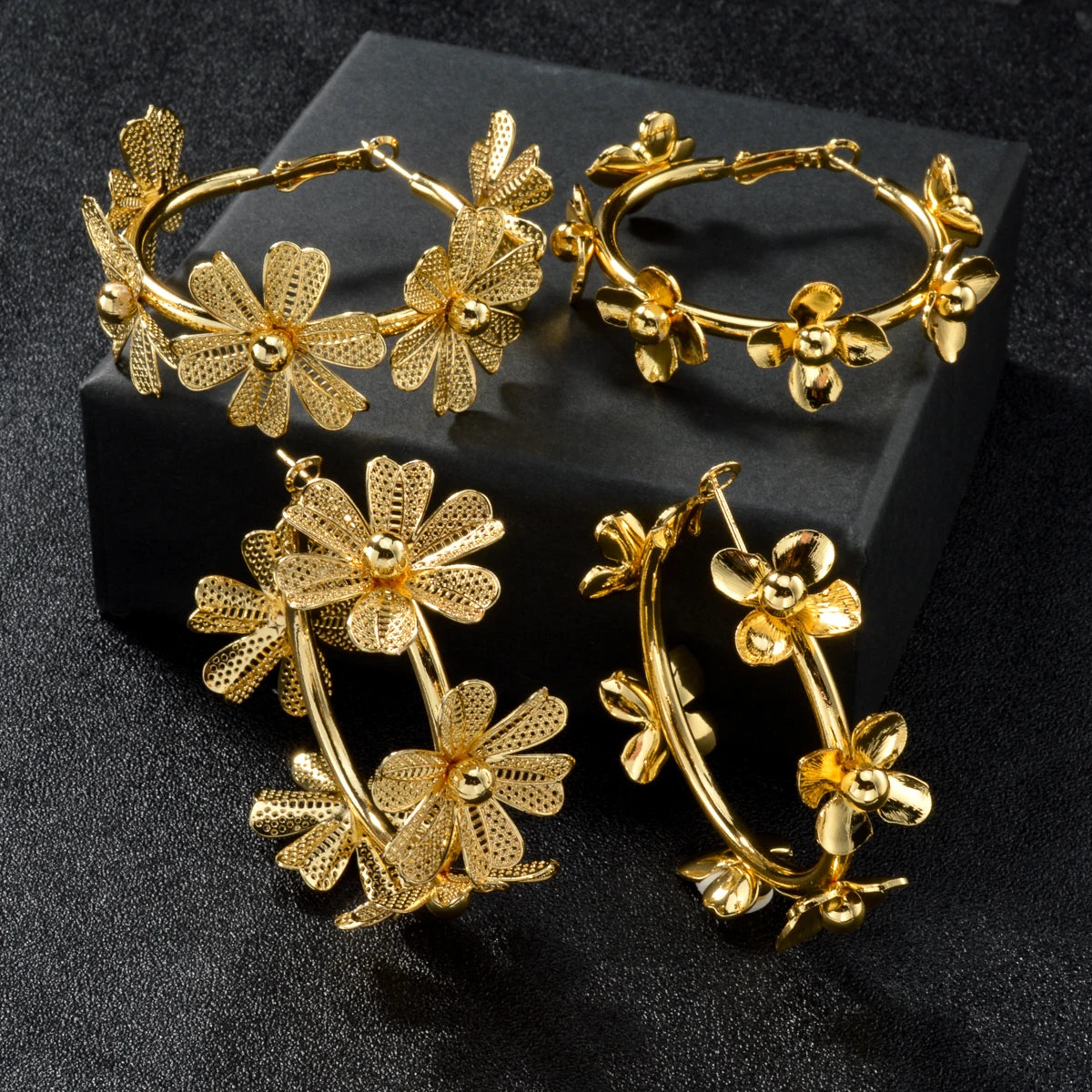 ZEADear Flower Design Jewelry Bohemia Romentic Earrings Set Bridal Wedding Luxury Gold Plated Round Hoop Earring Birthday Gift