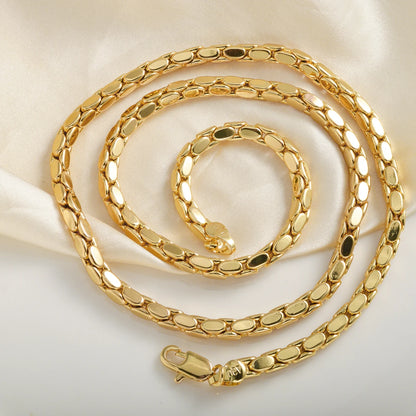 18K Gold Plated Rope Box Chain Necklace Multi Styles Copper Link Unisex Polished Fashion Jewelry Ornament Present Accessory