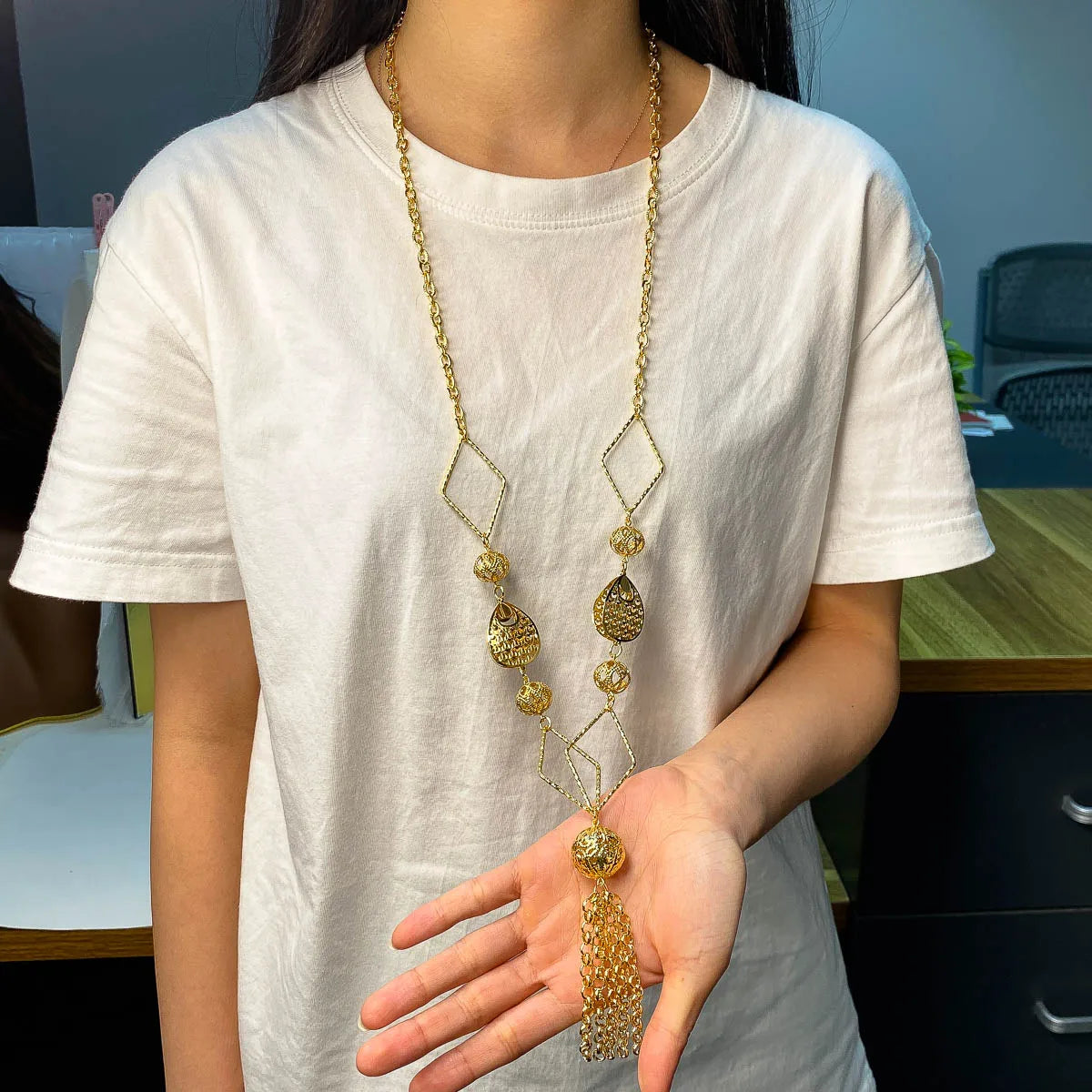 ZEADear Gold Plated Necklace Ball Hollow Pendant Long Chains Neck Links Fashion Cuban Luxury African Birthday Gift Party