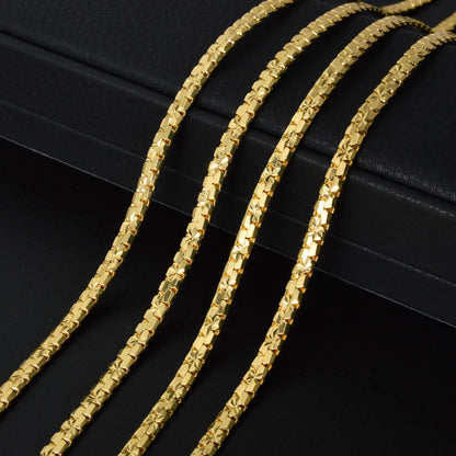 Faceted Cube Box Neck Chain 18K Gold Plated Copper Polished Link Multi Length Jewelry For Birthday Anniversary Holiday Present