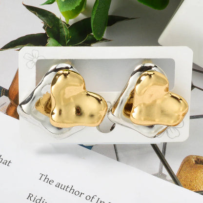 Exquisite Ear Studs Geometric Irregular Heart Stainless Steel Earrings Female Elegant Jewelry Accessories Daily Wear Gift