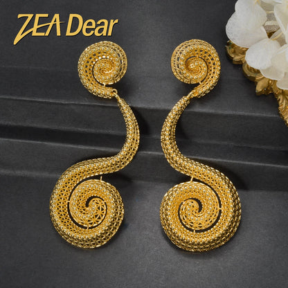 Fashion Jewelry Copper Metal Luxury Snail Shell Earrings Punk Ear drop Dubai Gold Color Charms Party Female Birthday gift