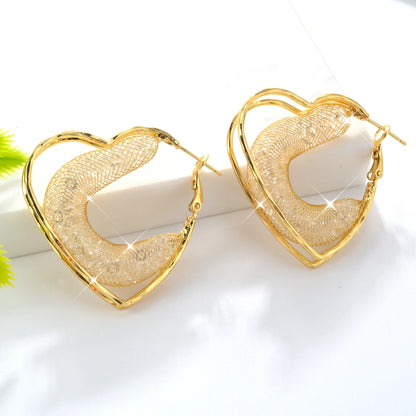 Zeadear Jewelry 1 Pairs Shiny Zircon Earrings For Women 18K Gold Plated Hanging Earring European and American Big Ear  Jewelry