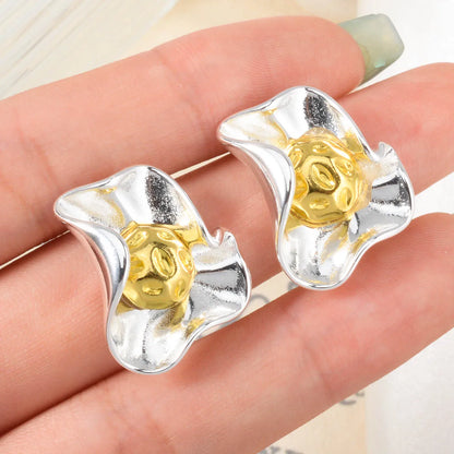 Exquisite Ear Studs Geometric Irregular Heart Stainless Steel Earrings Female Elegant Jewelry Accessories Daily Wear Gift