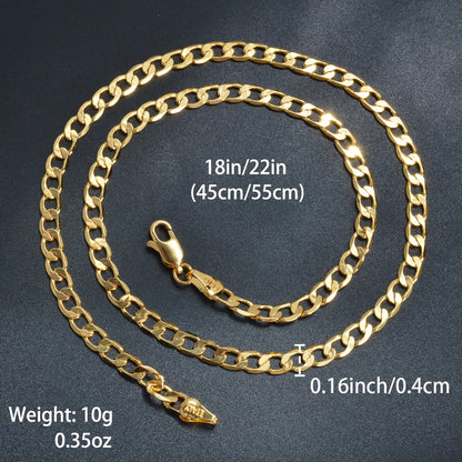 ZEADear Jewelry Cuban Link Chain Necklace Men Women Copper Exquisite Gold Color Chain Necklace Accessories Metal Jewellery Gift