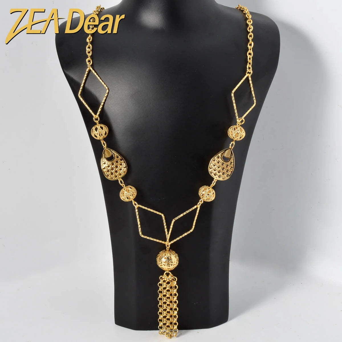 ZEADear Gold Plated Necklace Ball Hollow Pendant Long Chains Neck Links Fashion Cuban Luxury African Birthday Gift Party