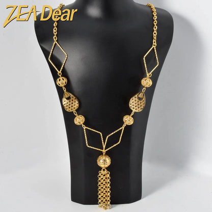 ZEADear Gold Plated Necklace Ball Hollow Pendant Long Chains Neck Links Fashion Cuban Luxury African Birthday Gift Party