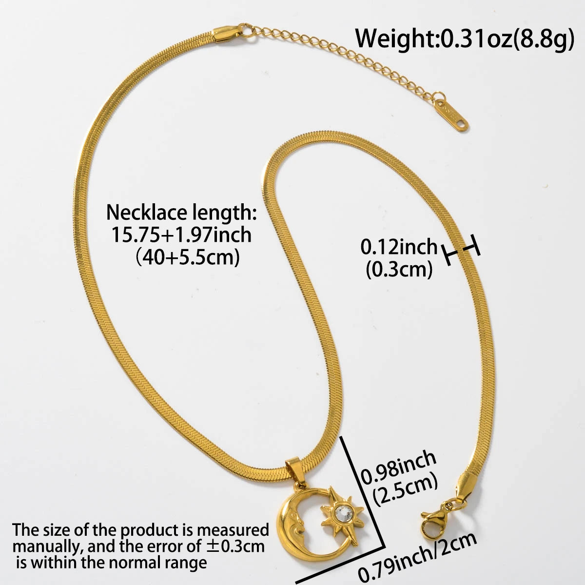 Stainless Steel Necklace Sun And Moon Art Pendant Simple Neck Chain Hip-hop Daily Jewelry Accessories Wen Women Gifts Necklace