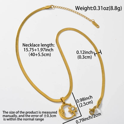 Stainless Steel Necklace Sun And Moon Art Pendant Simple Neck Chain Hip-hop Daily Jewelry Accessories Wen Women Gifts Necklace