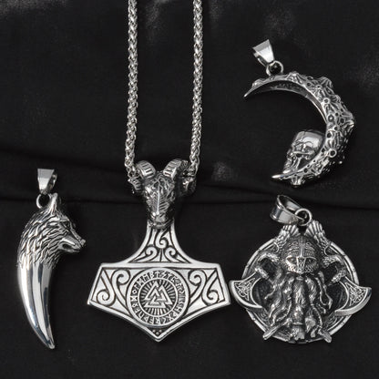 Wolf Animal Pendant Necklace Skeleton Halloween Gift Amulet Pendant Stainless Steel Jewelry Necklace Wearing Festivals Souvenir
