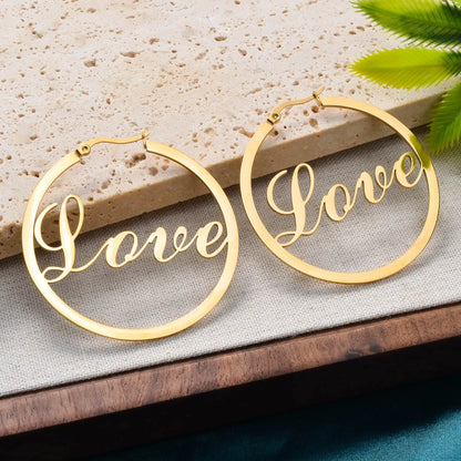 High Quality Gold Color Jewelry Stainless Steel Big Hoop Earrings for Women Romantic Valentine Day Gift Charms Acier Inoxydable