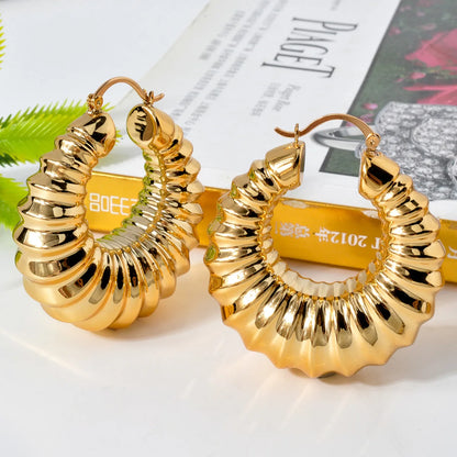 ZeaDear Jewelry Dubai Smooth Chunky Screw Thread Earring Statement African Large Earring For Women Luxury Lady Dinner Jewellery
