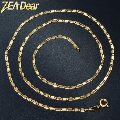 ZEADear Jewelry Thin Link Chain Necklace Men Women Copper Exquisite Gold Color Chain Necklace Accessories Metal Jewellery Gift