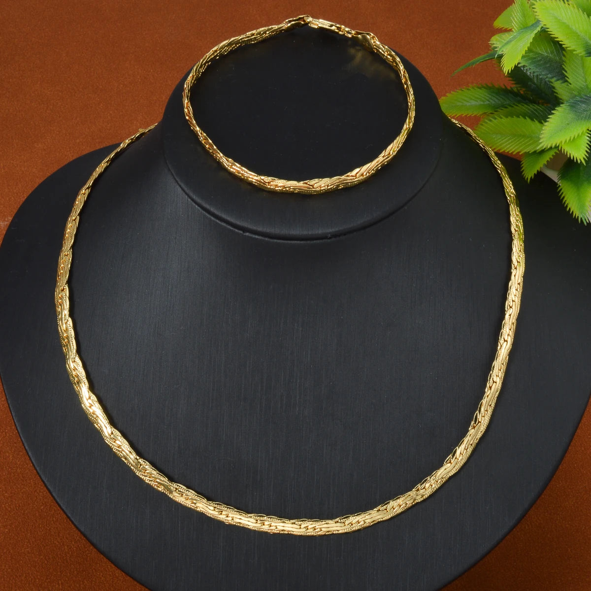 Dubai 750 Italy Necklace Bracelet 18k Gold-plated 5mm Cool Snake Chain Men Women Hip-hop Jewelry 2-piece Set Accessory Gifts