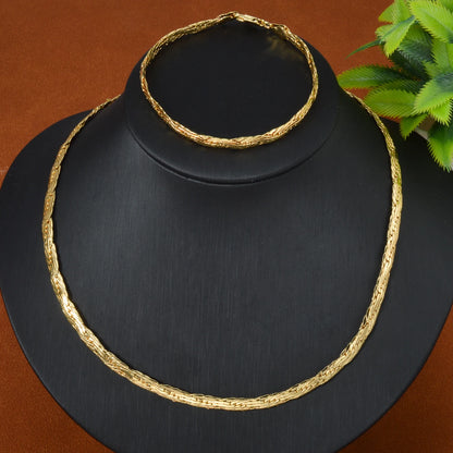 Dubai 750 Italy Necklace Bracelet 18k Gold-plated 5mm Cool Snake Chain Men Women Hip-hop Jewelry 2-piece Set Accessory Gifts