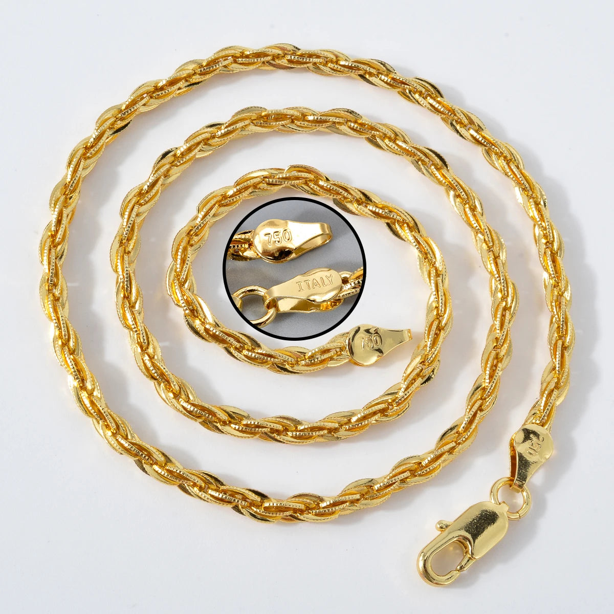 High Quality 18k Gold Plated Italian 750 Luxury metal 60cm Dubai Chain Simple necklace jewelry gift for men and women