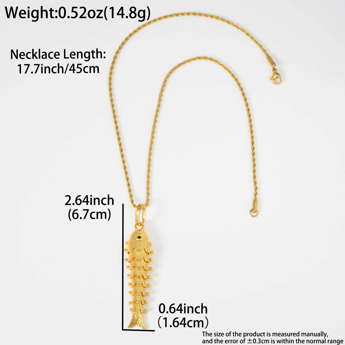 Cute Golden Lucky Fish Pendant Necklace 18k Gold-plated Fashionable Holiday Gift Jewelry Accessory Men Women Pendant Necklace