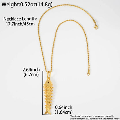 Cute Golden Lucky Fish Pendant Necklace 18k Gold-plated Fashionable Holiday Gift Jewelry Accessory Men Women Pendant Necklace