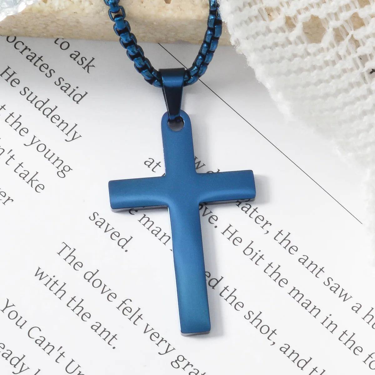 Cross Stainless Steel Necklace Christ Pendant Accessories Necklace Men Women Hip-hop Punk Jewelry Chain Church Club Gifts