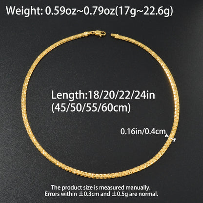 Faceted Cube Box Neck Chain 18K Gold Plated Copper Polished Link Multi Length Jewelry For Birthday Anniversary Holiday Present