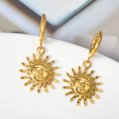 Sun Pendant Drop Earrings Stainless Steel Earrings Women Artistic Wear Display Souvenirs Jewelry Accessories Gifts