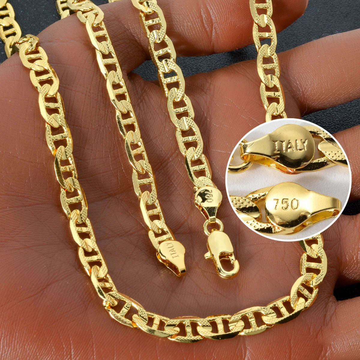 Fashion Italian 750 Copper Luxury Gold Plated Links Dubai Chain Woven Necklace Men Female Jewelry Hip Hop gift