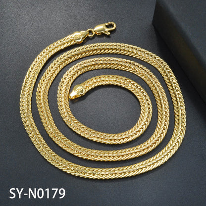 Jewellery Women Dubai 14k Gold Plated Jewelry Items Trendy Necklace Men Copper Metal Chain Neck Link Daily Wear