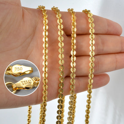 ZEA Dear Width 4mm Italian 750 Luxury Men 18k Gold Plated Dubai Link necklace Women Simple jewelry birthday gift