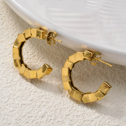 ZEADear Cuban Earrings Unique Accessories Gold Color Jewelry C Shape Earring Stainless Steel Ornaments Birthday Gift