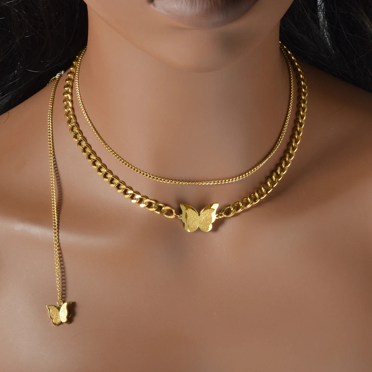 New Style Butterfly Planet Double Chain Layer Necklace Adjustable For Women Fashion Collar Neck Chain Jewelry Accessories Gifts