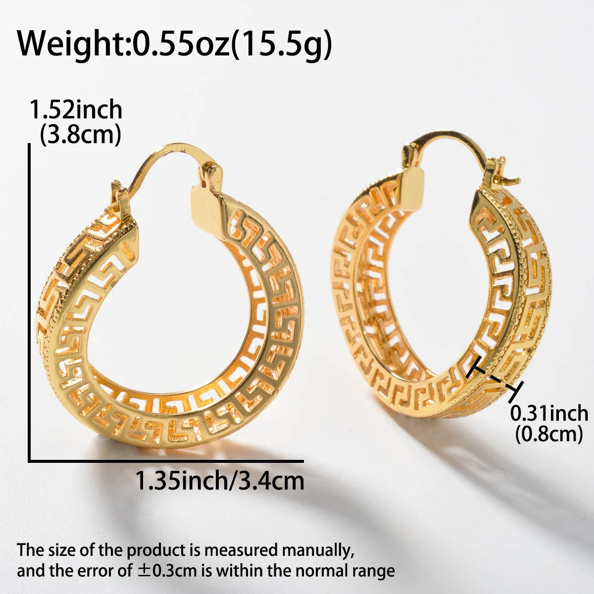 Vintage Hoop Earring Women Fashion Copper Circle Earrings Hollow Gold Plated Party Wedding Jewelry Accessories For Friends Gifts