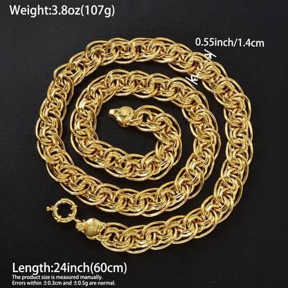Wide Loop Gold Copper Necklace Large Interwoven Chino Link Chain Necklace Oversized Neck Jewelry Trendy Style New Arrival