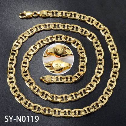 Fashion Italian 750 Copper Luxury Gold Plated Links Dubai Chain Woven Necklace Men Female Jewelry Hip Hop gift