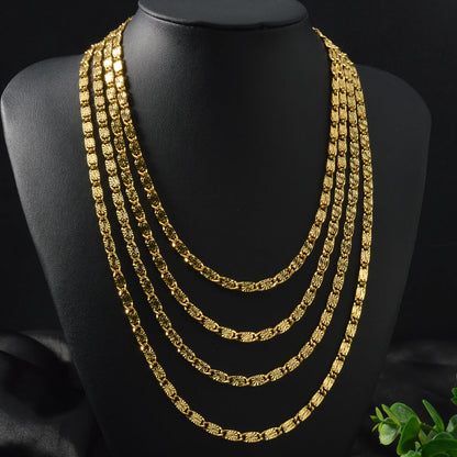 New Fashion 18 Gold Plated Copper Necklaces Special Jewelry Gifts for Family Friends 750 Classic Irregular Long Necklace Chain