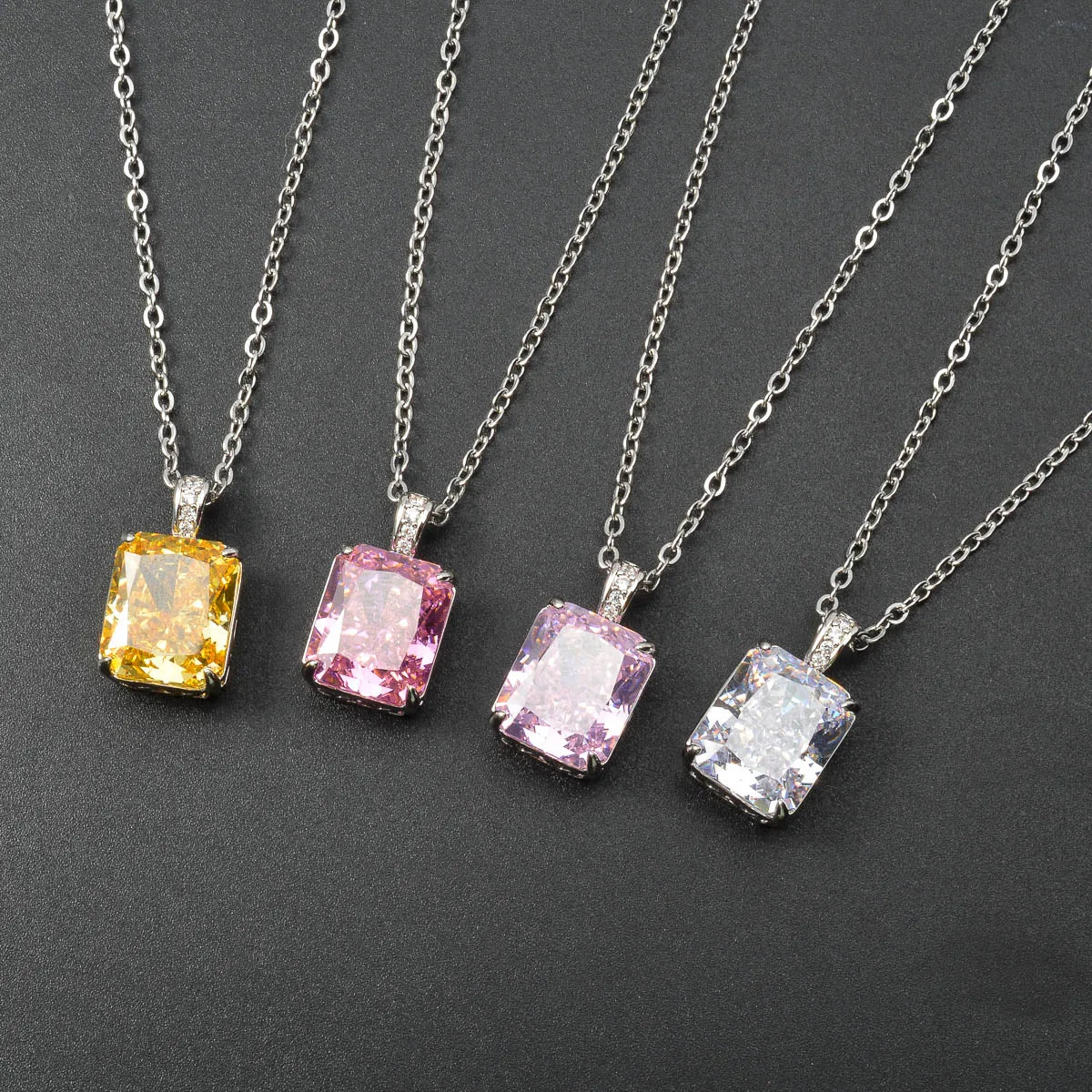 ZEADear Elegant Pendant Gift for Girl Cubic Shiny Zircon Necklace Copper Metal Chain Link High Quality Jewelry Neck Charms Women