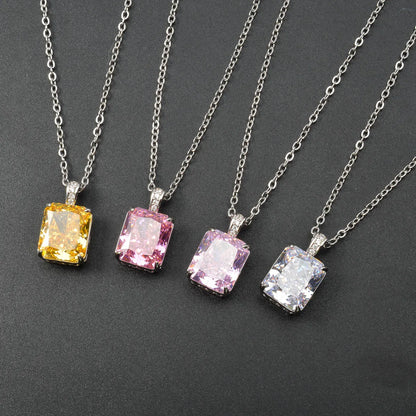 ZEADear Elegant Pendant Gift for Girl Cubic Shiny Zircon Necklace Copper Metal Chain Link High Quality Jewelry Neck Charms Women