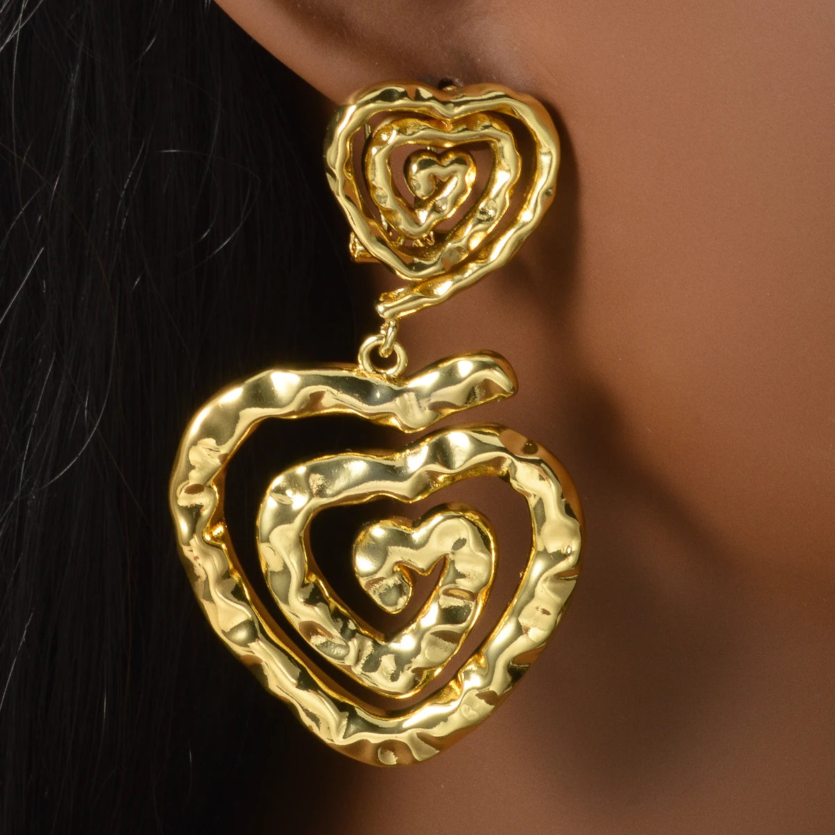 18k Gold-plated Circle Spiral Hoop Earrings Art Copper Drop Earrings Heart-shaped Round Luxury Women Jewelry Accessories Gifts
