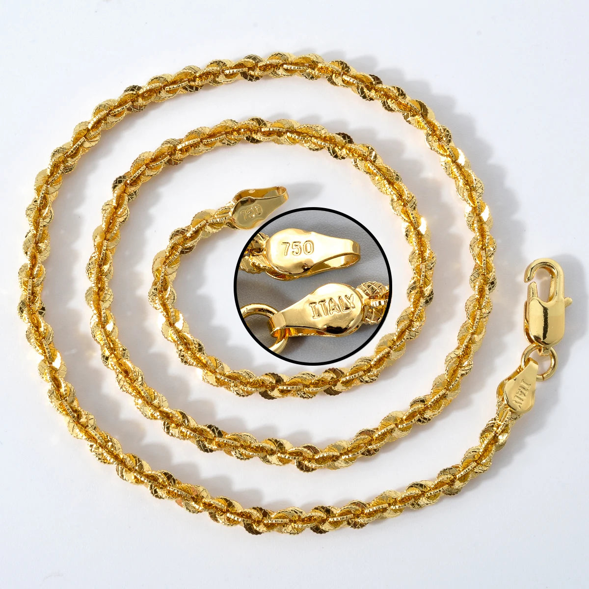 ZEA Dear Width 4mm Italian 750 Luxury Men 18k Gold Plated Dubai Link necklace Women Simple jewelry birthday gift