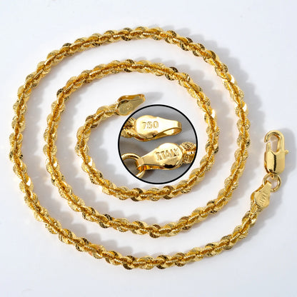 ZEA Dear Width 4mm Italian 750 Luxury Men 18k Gold Plated Dubai Link necklace Women Simple jewelry birthday gift