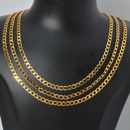 ZEADear Jewelry Cuban Link Chain Necklace Men Women Copper Exquisite Gold Color Chain Necklace Accessories Metal Jewellery Gift