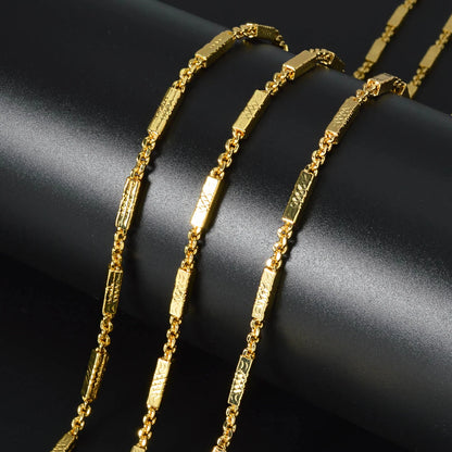 Women's Daily Wear 18K Gold Plated Textured Bead Link Chain Necklace New Fashion Jewelry Accessory for Birthday Holiday Gifts