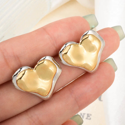 Exquisite Ear Studs Geometric Irregular Heart Stainless Steel Earrings Female Elegant Jewelry Accessories Daily Wear Gift